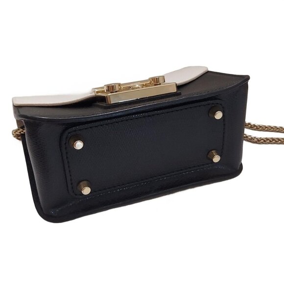 Auth FURLA Metropolis - Black Cream Leather Shoulder Bag - Picture 5 of 10